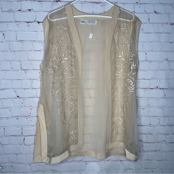 Vtg‎ Express Beaded Open Front Vest Cardigan. Rare - Picture 1 of 7